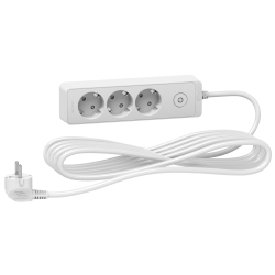 Prelungitor Schneider Electric ST9435W, 3 prize cu contact de protectie, 5 m, 3680W, intrerupator, indicator luminos