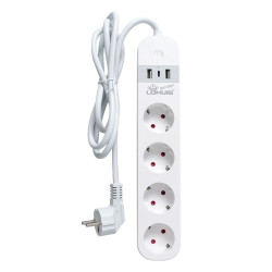 Prelungitor smart / inteligent Lohuis, Wi-Fi, 4 prize schuko, 2 x USB-A, 1 x USB-C, 1.5 m, 3680W, alb
