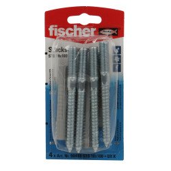 Prezon lemn / metal, Fischer STS, din otel, 10 x 100 mm + diblu nylon, UX 12, set 4 bucati
