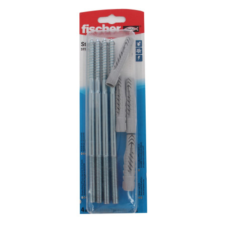 Prezon lemn / metal, Fischer STS, din otel, 8 x 180 mm + diblu nylon, UX 10, set 4 bucati