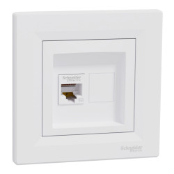 Priza internet Asfora EPH4300121, RJ45 cat 5E, incastrata, rama inclusa, alba