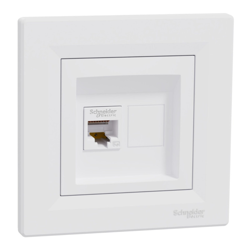 Priza internet Asfora EPH4300121, RJ45 cat 5E, incastrata, rama inclusa, alba Priza internet Asfora EPH4300121, RJ45 cat 5E, incastrata, rama inclusa, alba