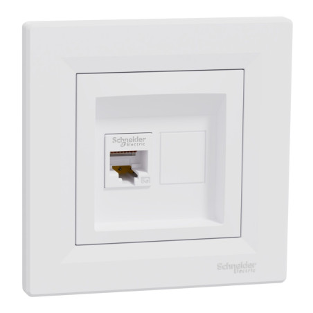 Priza internet Asfora EPH4300121, RJ45 cat 5E, incastrata, rama inclusa, alba