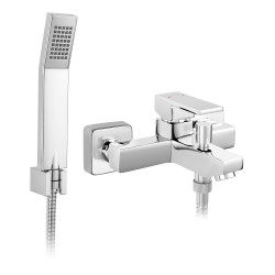 Baterie baie pentru cada/dus, Ferro Staccato BSD11 + accesorii, montaj aplicat, monocomanda, finisaj cromat