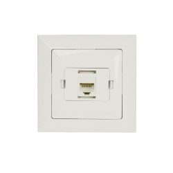 Priza internet Perla GTP-10P LSA/GTP-18C, cat. 6, incastrata, rama inclusa, alba