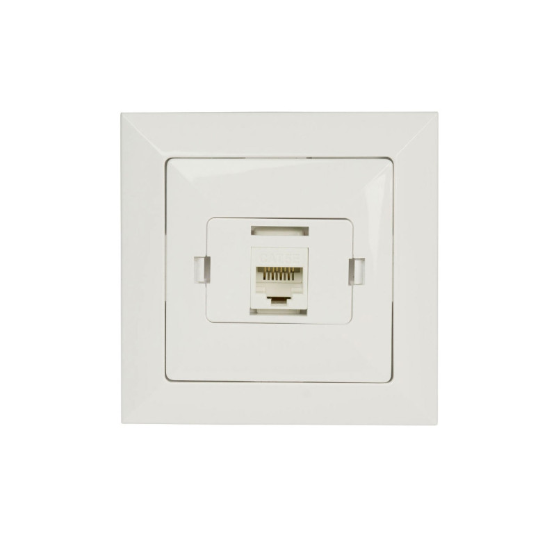Priza internet Perla GTP-10P LSA/GTP-18C, cat. 6, incastrata, rama inclusa, alba Priza internet Perla GTP-10P LSA/GTP-18C, cat. 6, incastrata, rama inclusa, alba