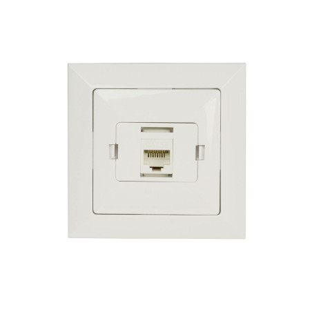 Priza internet Perla GTP-10P LSA/GTP-18C, cat. 6, incastrata, rama inclusa, alba