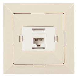 Priza internet Perla GTP-18C, incastrata, rama inclusa, bej