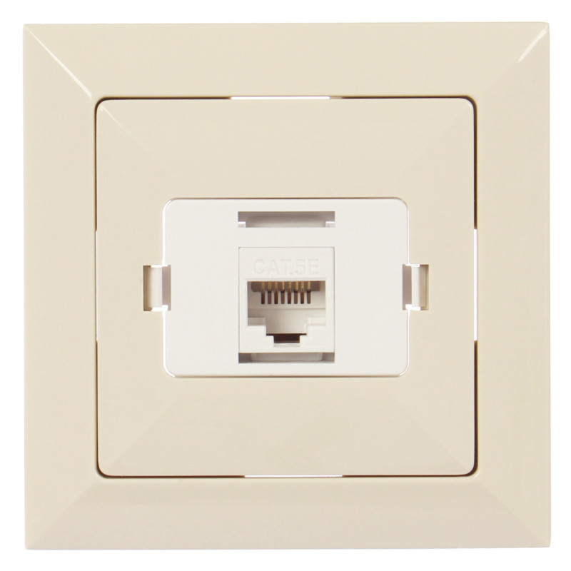 Priza internet Perla GTP-18C, incastrata, rama inclusa, bej Priza internet Perla GTP-18C, incastrata, rama inclusa, bej