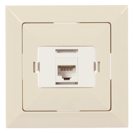 Priza internet Perla GTP-18C, incastrata, rama inclusa, bej