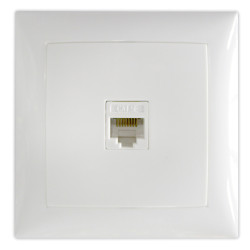 Priza internet RJ45 cat. 5E Hoff Top, incastrata, rama inclusa, alba