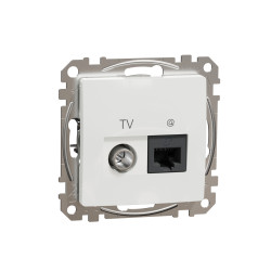 Priza internet + TV Schneider Sedna SDD111469T, RJ45 cat. 6, incastrata, alba