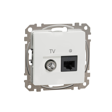 Priza internet + TV Schneider Sedna SDD111469T, RJ45 cat. 6, incastrata, alba