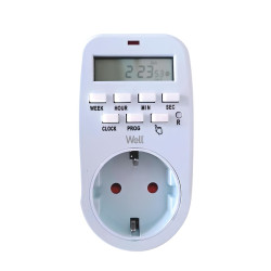 Priza programabila digitala Well TIMER-DIG-01-WL, 16A, interior