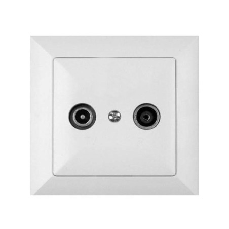 Priza R-TV intermediara Perla GAP-P/P 14Db, rama inclusa, alba