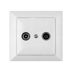 Priza R-TV terminala Perla GAP-P/K 1.5Db, rama inclusa, alba