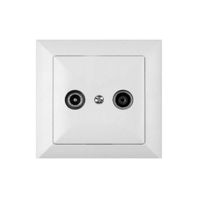Priza R-TV terminala Perla GAP-P/K 1.5Db, rama inclusa, alba