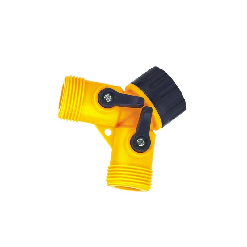 Adaptor robinet - furtun pentru irigatii gradina, 2 iesiri, filet interior, polipropilena, Grunman DY8002