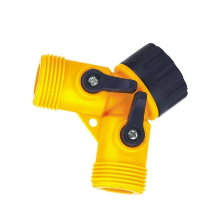 Adaptor robinet - furtun pentru irigatii gradina, 2 iesiri, filet interior, polipropilena, Grunman DY8002
