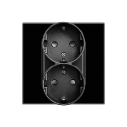 Priza schuko dubla Luxion LXD-MP210GF-B, incastrata, contact de protectie, rama din sticla inclusa, neagra