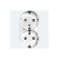 Priza schuko dubla Luxion LXD-MP210GF-W, incastrata, contact de protectie, rama din sticla inclusa, alba