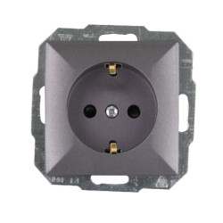 Priza schuko simpla Abex Perla PT-17 P, incastrata, contact de protectie, antracit