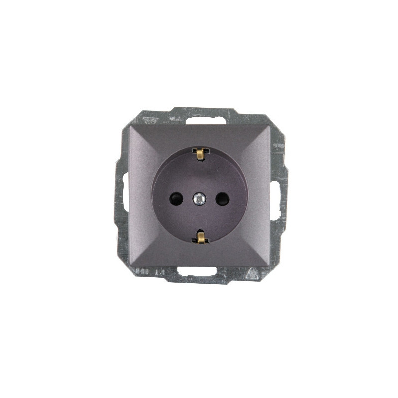 Priza schuko simpla Abex Perla PT-17 P, incastrata, contact de protectie, antracit