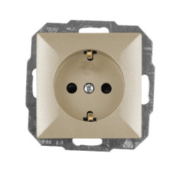 Priza schuko simpla Abex Perla PT-17 P, incastrata, contact de protectie, satin