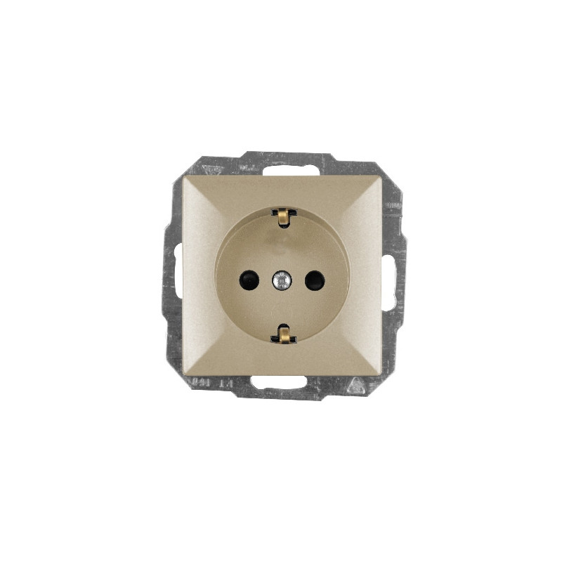 Priza schuko simpla Abex Perla PT-17 P, incastrata, contact de protectie, satin