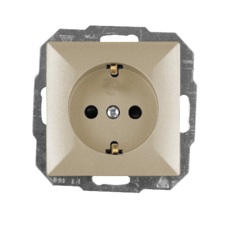 Priza schuko simpla Abex Perla PT-17 P, incastrata, contact de protectie, satin
