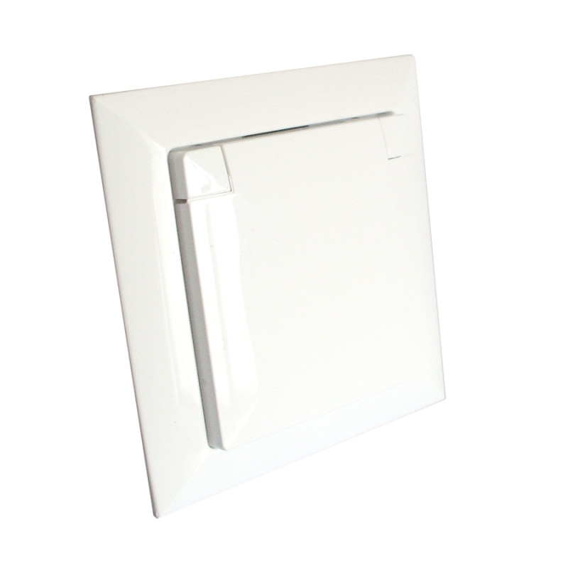 Priza schuko simpla Abex Perla PT-17 PHS, incastrata, cu capac, contact de protectie, alba