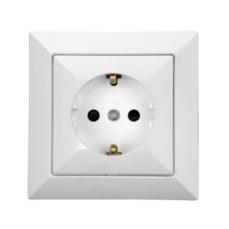 Priza schuko simpla Abex Perla PT-17 PS, incastrata, contact de protectie, alba