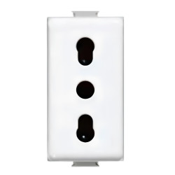 Priza schuko simpla Bticino Matix SAM5180E, incastrata, modulara - 1, contact de protectie, alba