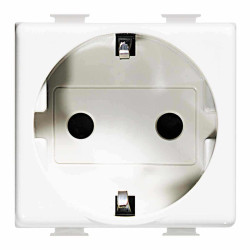 Priza schuko simpla Bticino Matix SAM5440M2E, incastrata, modulara - 2, contact de protectie, alba