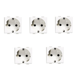 Priza schuko simpla Bticino Matix SAM5440M2SET, incastrata, modulara - 2, contact de protectie, alba - 5 buc