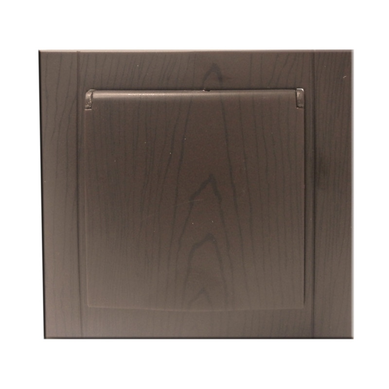 Priza schuko simpla Comtec Anemon, incastrata, rama inclusa, cu capac, contact de protectie, stejar Priza schuko simpla Comtec Anemon, incastrata, rama inclusa, cu capac, contact de protectie, stejar