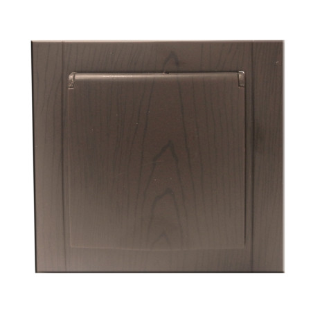 Priza schuko simpla Comtec Anemon, incastrata, rama inclusa, cu capac, contact de protectie, stejar