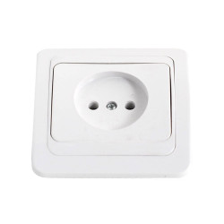 Priza schuko simpla Comtec Eco, incastrata, rama inclusa, alba