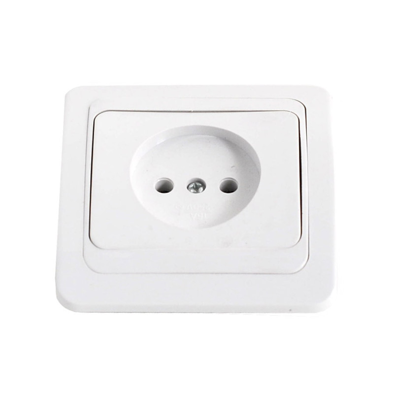 Priza schuko simpla Comtec Eco, incastrata, rama inclusa, alba