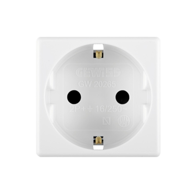 Priza schuko simpla Gewiss System GW20265, incastrata, modulara - 2, contact de protectie, alba