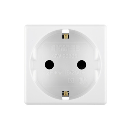 Priza schuko simpla Gewiss System GW20265, incastrata, modulara - 2, contact de protectie, alba