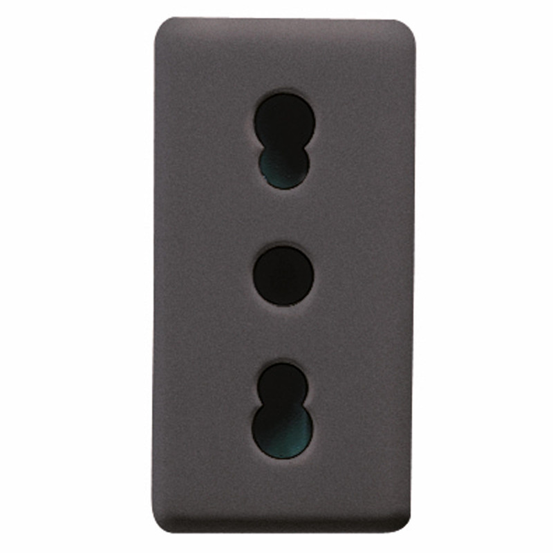 Priza schuko simpla Gewiss System GW21203-1BL, incastrata, modulara - 1, contact de protectie, neagra
