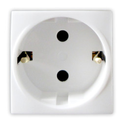 Priza schuko simpla Hoff, incastrata, modulara - 2, contact de protectie, 16A, alba