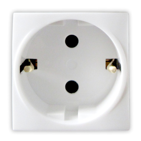 Priza schuko simpla Hoff, incastrata, modulara - 2, contact de protectie, 16A, alba