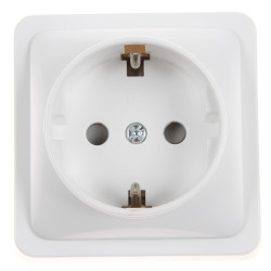 Priza schuko simpla Hoff Mini, aparenta, contact de protectie, 10A, alba