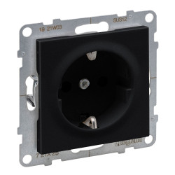 Priza schuko simpla Legrand New Suno 721425, incastrata, contact de protectie, neagra