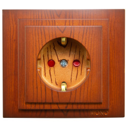 Priza schuko simpla Mono Electric Larissa, incastrata, contact de protectie, protectie copii, rama inclusa, cires