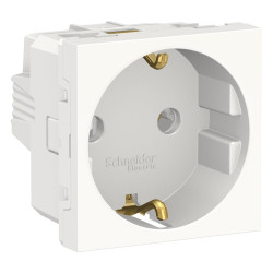 Priza schuko simpla Schneider Electric Noua Unica NU303618, incastrata, modulara - 2, contact de protectie, 2P+E, 16A, alba