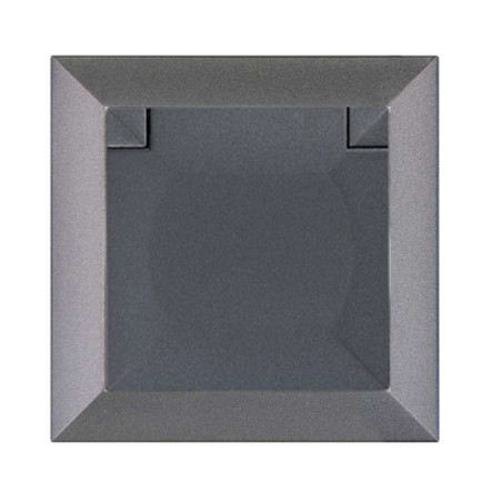 Priza simpla Abex Perla PT-17 PH, incastrata, cu capac, contact de protectie, antracit