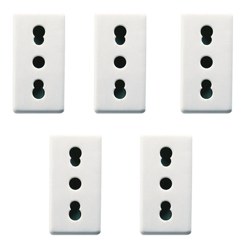 Priza simpla Gewiss System GW20203, incastrata, modulara - 1, contact de protectie, alba - 5 buc